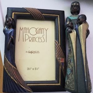 Enesco Mahogany princes figure and frame 2 piece
